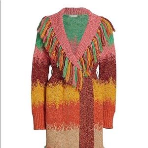 Alice and Olivia  Shawl Collar Fringe Cardigan